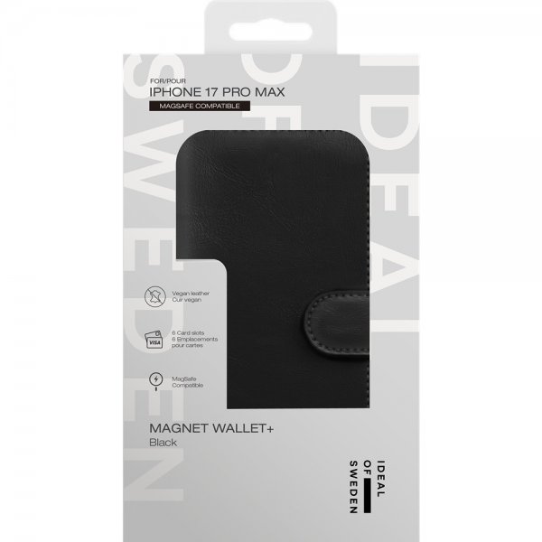 Ideal of Sweden iPhone 17 Pro Max -suojakotelo Magnet Wallet+ MagSafe, musta