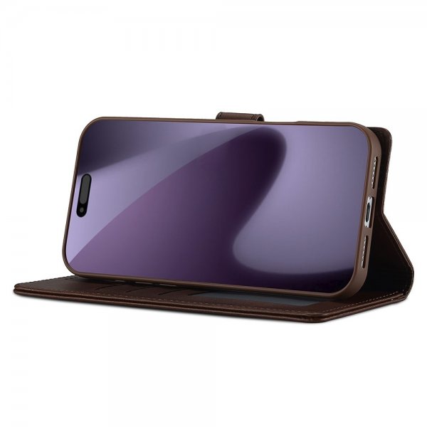 Lc.Imeeke iPhone 17 Pro Max -suojakuori korttipaikalla, jalustatoiminnolla, tummanruskea