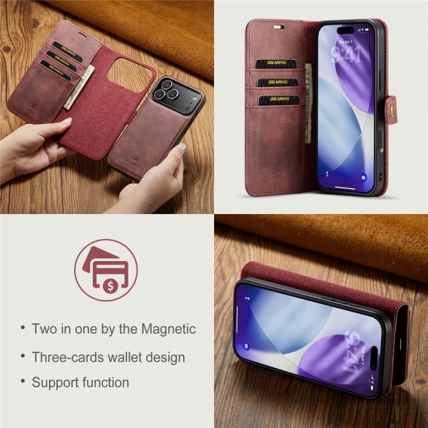 Dg.Ming iPhone 17 Pro Max -kotelo irrotettavalla kuorella, punainen