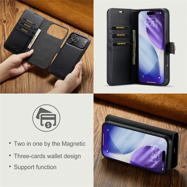 Dg.Ming iPhone 17 Pro Max Irrotettavalla Kuorella Varustettu Kotelo, Musta