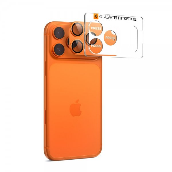 Spigen iPhone 17 Pro Max Kamerasuojalasi Glas.tR EZ Fit Optik Pro XL Oranssi