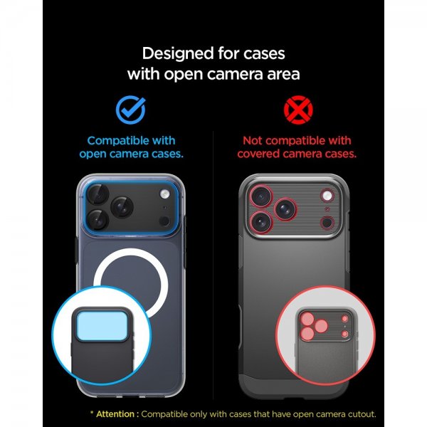 Spigen iPhone 17 Pro Max Kamerasuojalasi Glas.tR EZ Fit Optik Pro XL Musta