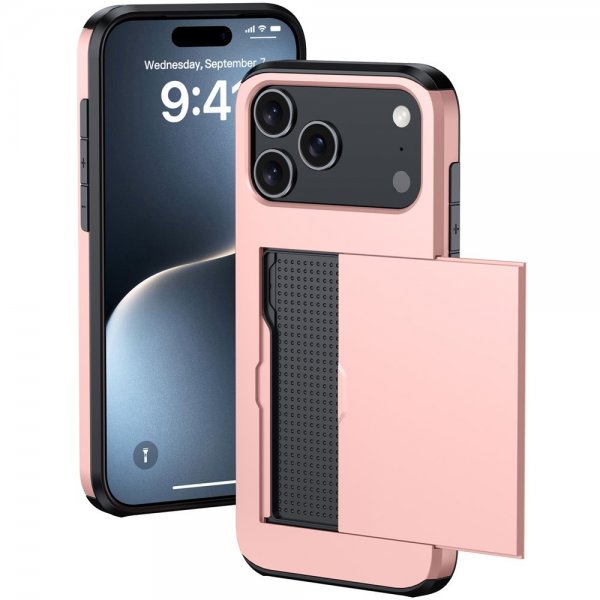 iPhone 17 Pro Max Kuori Card Slide Ruusukulta