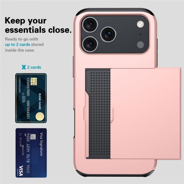 iPhone 17 Pro Max Kuori Card Slide Ruusukulta