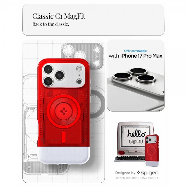Spigen iPhone 17 Pro Max -kuori Classic C1 MagFit Ruby