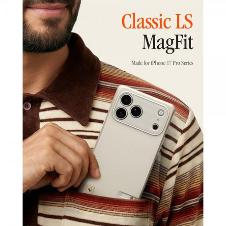 Spigen iPhone 17 Pro Max -kuori Classic LS MagFit Stone