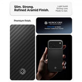 Spigen iPhone 17 Pro Max -kuori Enzo Aramid T MagFit musta hopea
