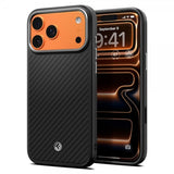 Spigen iPhone 17 Pro Max -kuori Enzo Aramid T MagFit musta hopea