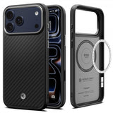 Spigen iPhone 17 Pro Max -kuori Enzo Aramid T MagFit musta hopea