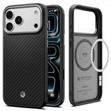 Spigen iPhone 17 Pro Max -kuori Enzo Aramid T MagFit musta hopea