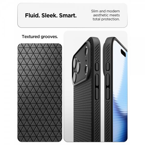 Spigen iPhone 17 Pro Max -kuori, Liquid Air, mattamusta