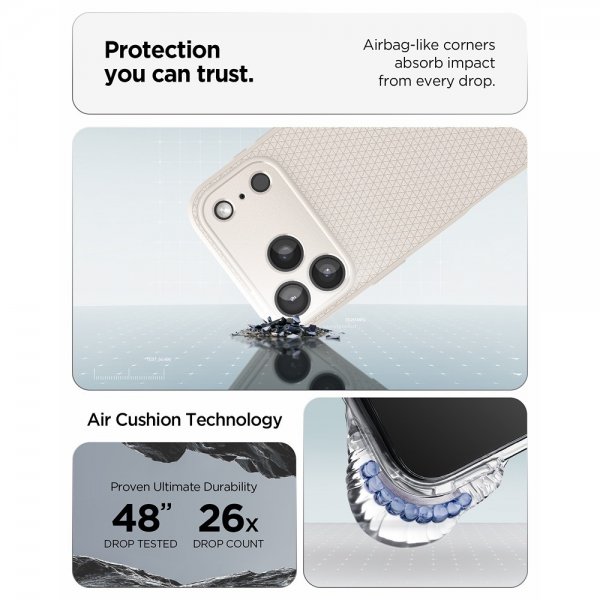 Spigen iPhone 17 Pro Max Kuori Liquid Air Natural Titanium