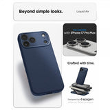 Spigen iPhone 17 Pro Max -kuori Liquid Air Navy Blue