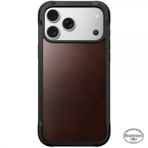 Nomad iPhone 17 Pro Max -suojakuori, Rugged Leather Case, Horween Rustic Brown