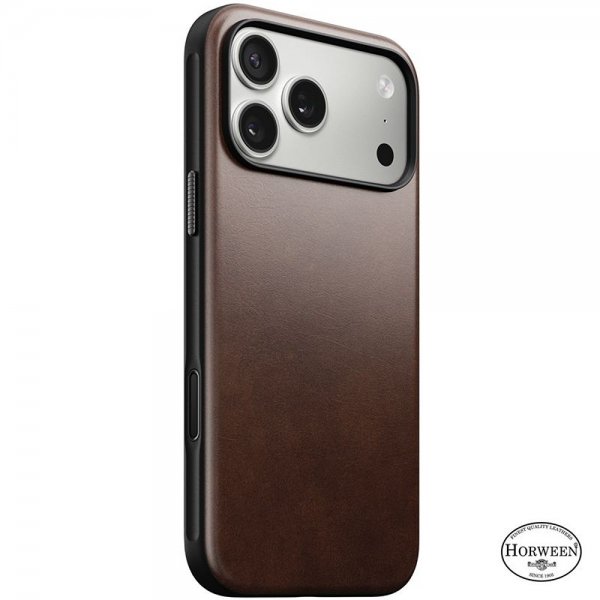 Nomad iPhone 17 Pro Max -kuori Modern Leather Case Horween Rustic Brown
