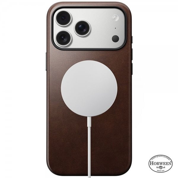 Nomad iPhone 17 Pro Max -kuori Modern Leather Case Horween Rustic Brown