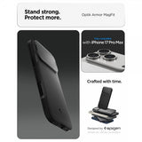 Spigen iPhone 17 Pro Max -kuori Optik Armor MagFit Musta