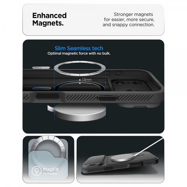 Spigen iPhone 17 Pro Max -kuori Optik Armor MagFit Musta