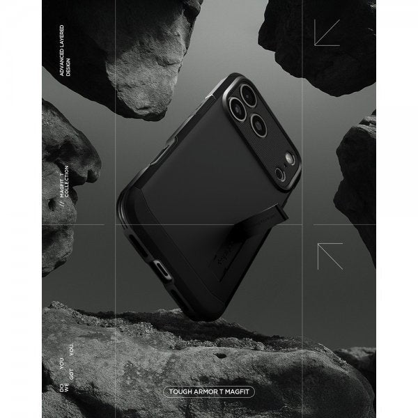 Spigen iPhone 17 Pro Max Kuori Tough Armor T MagFit Musta