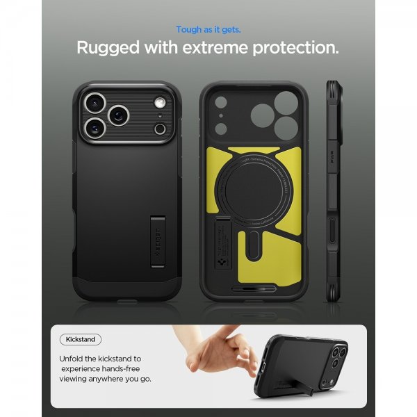 Spigen iPhone 17 Pro Max Kuori Tough Armor T MagFit Musta