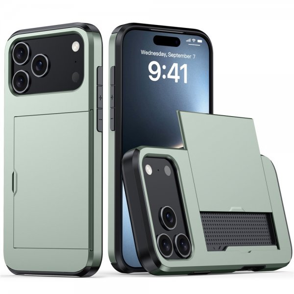 iPhone 17 Pro Kotelo Card Slide Vihreä