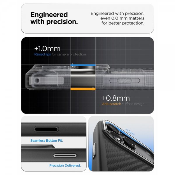 Spigen iPhone 17 Pro -kuori Enzo Aramid T MagFit musta hopea