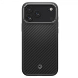 Spigen iPhone 17 Pro -kuori Enzo Aramid T MagFit musta hopea