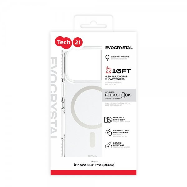 Tech21 iPhone 17 Pro Suojakuori EvoCrystal MagSafe Metallic Silver