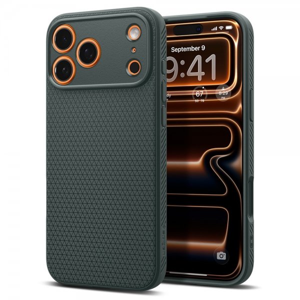 Spigen iPhone 17 Pro -suojakuori Liquid Air Abyss Green