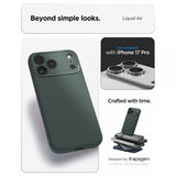 Spigen iPhone 17 Pro -suojakuori Liquid Air Abyss Green