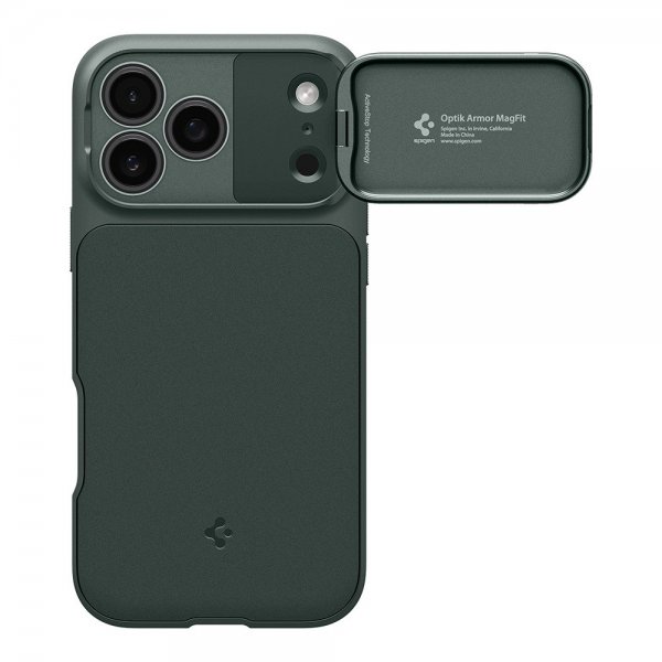 Spigen iPhone 17 Pro -kuori Optik Armor MagFit Abyss Green