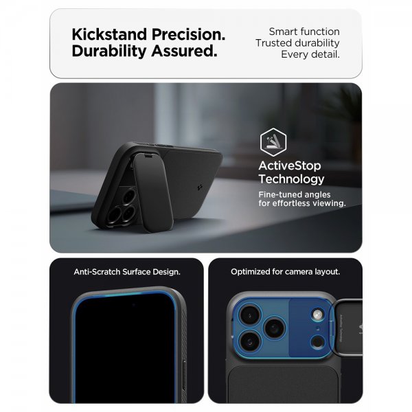 Spigen iPhone 17 Pro -kuori Optik Armor MagFit Musta