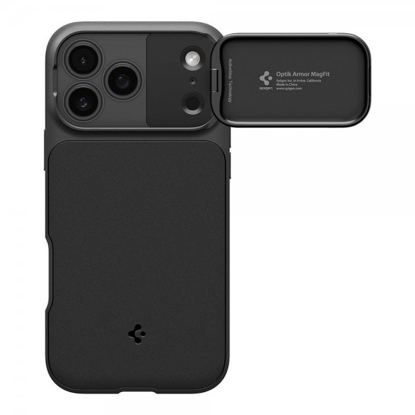 Spigen iPhone 17 Pro -kuori Optik Armor MagFit Musta
