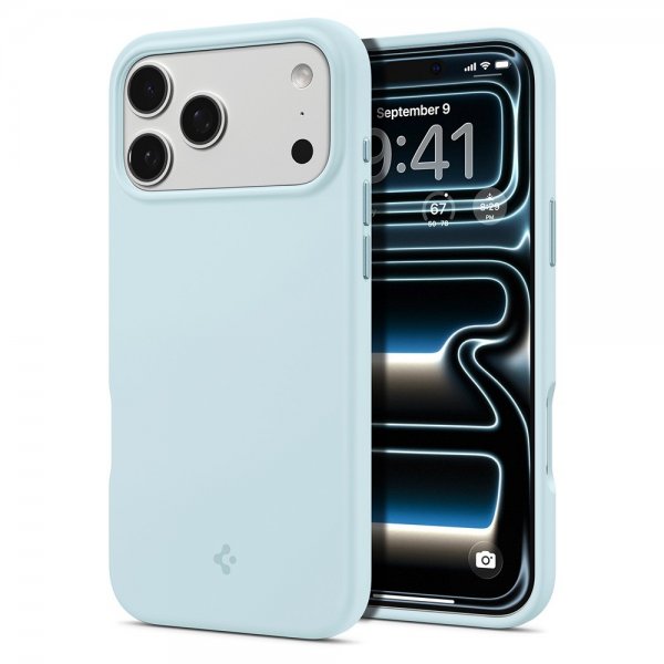 Spigen iPhone 17 Pro -kuori, Silicone Fit MagFit, Mute Blue