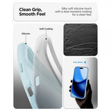 Spigen iPhone 17 Pro -kuori, Silicone Fit MagFit, Mute Blue