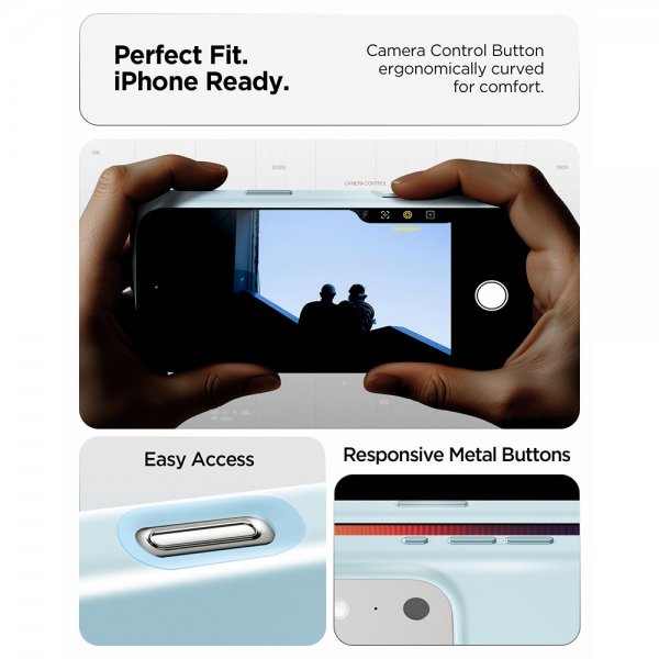 Spigen iPhone 17 Pro -kuori, Silicone Fit MagFit, Mute Blue