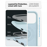 Spigen iPhone 17 Pro -kuori, Silicone Fit MagFit, Mute Blue