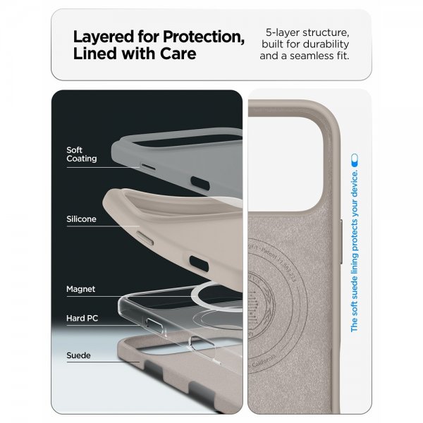 Spigen iPhone 17 Pro Silikonikuori Silicone Fit MagFit Stone