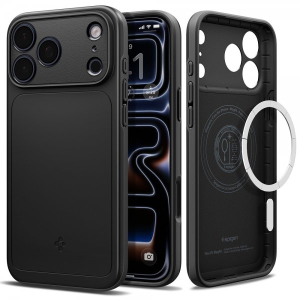 Spigen iPhone 17 Pro -kuori Thin Fit MagFit musta