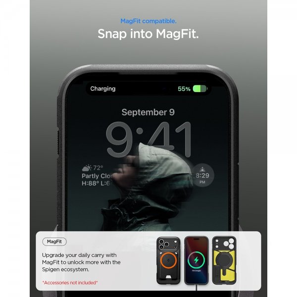 Spigen iPhone 17 Pro -kuori Tough Armor T MagFit Musta