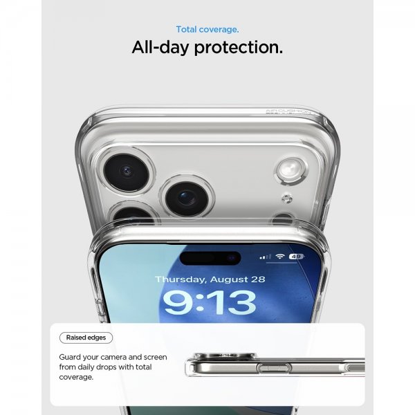 Spigen iPhone 17 Pro -suojakuori Ultra Hybrid Crystal Clear
