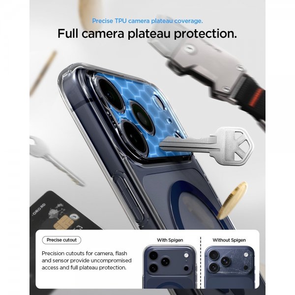Spigen iPhone 17 Pro Ultra Hybrid MagFit -suojakuori, kirkas, Deep Blue