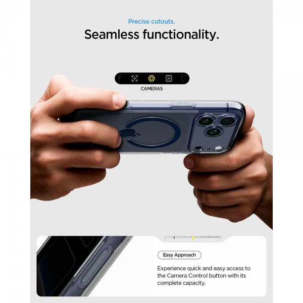 Spigen iPhone 17 Pro Ultra Hybrid MagFit -suojakuori, kirkas, Deep Blue