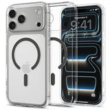 Spigen iPhone 17 Pro -suojakuori Ultra Hybrid MagFit Clear Graphite