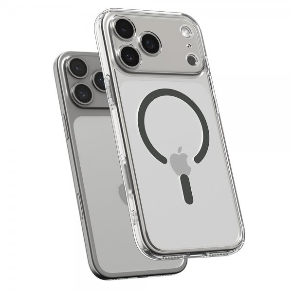 Spigen iPhone 17 Pro -suojakuori Ultra Hybrid MagFit Clear Graphite