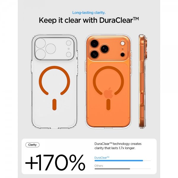Spigen iPhone 17 Pro Ultra Hybrid MagFit kirkas oranssi kuori