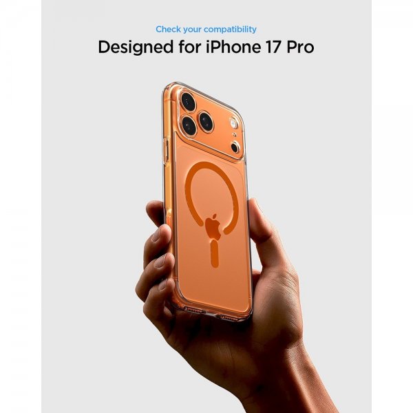 Spigen iPhone 17 Pro Ultra Hybrid MagFit kirkas oranssi kuori