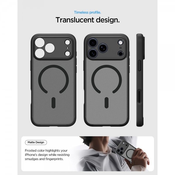 Spigen iPhone 17 Pro Ultra Hybrid MagFit Frost Black -suojakuori