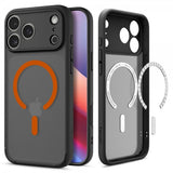 Spigen iPhone 17 Pro -suojakuori Ultra Hybrid MagFit Frost Black Orange