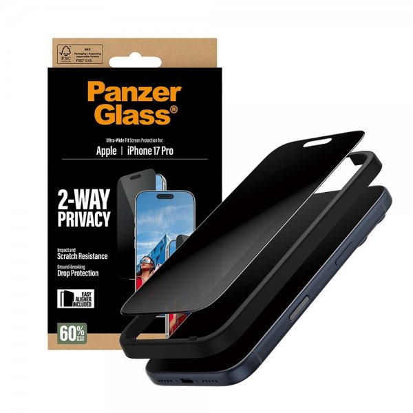 PanzerGlass iPhone 17 Pro Näytönsuoja Ultra-Wide Fit Privacy EasyAligner